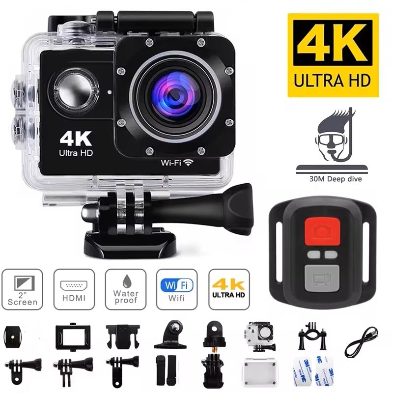 4K Action Camera 1080P/30FPS WiFi 2.0" 170D Underwater Waterproof Helmet Video Recording Camera Sports Cameras Outdoor Mini Cam 1