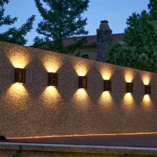 Solar Outdoor LED Up & Down Wall Lamp, Waterproof for Balcony, Yard, and Street Decor