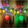"LED Lilac Night Light Lamp - Colorful Rose & Mushroom for Romantic Home Decor (US/EU Plug)"