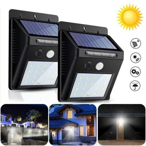 LED Solar Motion Sensor Wall Light, 1/2/4PCS Outdoor Waterproof Lights for Yard, Garden, Fence, and Garage
