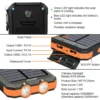 20000mAh Portable Solar Power Bank, Dual USB Fast Charger with LED Light, Waterproof External Battery for Phone