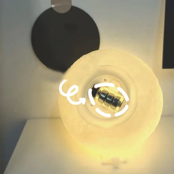 8cm Moon Ball LED Night Light with Plastic Stand, Battery-Powered Starry Lamp for Bedroom Decor and Kids' Gifts