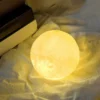 8cm Moon Ball LED Night Light with Plastic Stand, Battery-Powered Starry Lamp for Bedroom Decor and Kids' Gifts