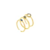 3pcs Blue Geometric Crystal Rings for Women, Vintage Gold Stainless Steel Jewelry Set