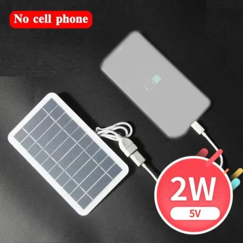 5V 2W Portable Solar Panel, USB Charger for Cell Phones and Power Banks, Ideal for Outdoor Camping