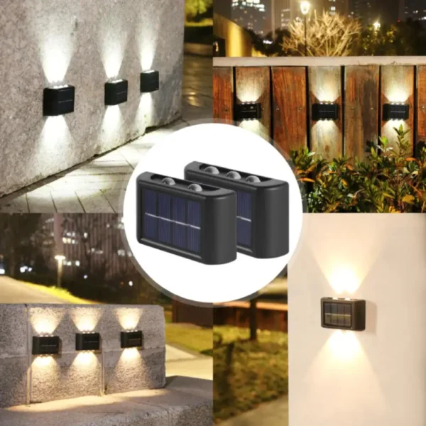 Solar Wall Lights, Up & Down LED Outdoor Lamps, Waterproof for Backyard, Garden, and Pathway