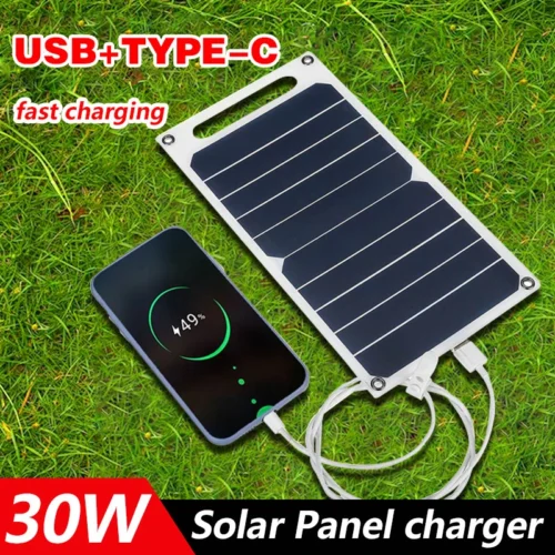 30W Solar Panel Power Bank, Portable 6.8V Mobile Power Supply for Car, Yacht, and RV