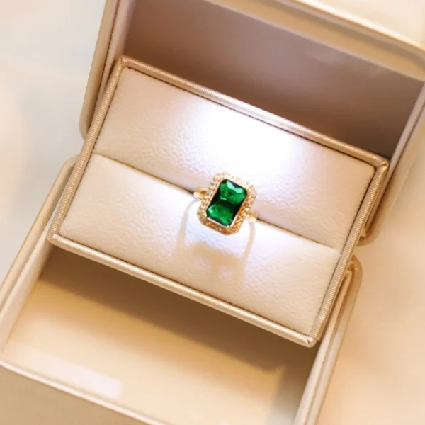 Luxury Emerald Jewelry Set, Women’s Bridal Zircon Earrings and Ring Set