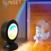 USB Sunset Lamp, 16-Color LED Projector Night Light for Bedroom, Rainbow Atmosphere Wall Decoration