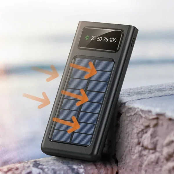 Xiaomi 200000mAh Solar Power Bank, Built-in Cables, 2 USB Ports, LED Light, Super Fast Charger