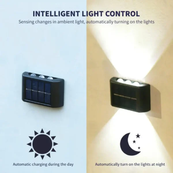 Solar Wall Lights, Up & Down LED Outdoor Lamps, Waterproof for Backyard, Garden, and Pathway