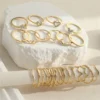 Fashion Wave Crystal Heart Ring Set for Women, Gold/Silver Party Jewelry