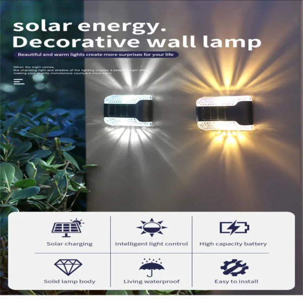 LED Solar Wall Lamp, Waterproof Outdoor Light for Home and Garden Decoration