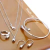 S925 Silver Water Drop Jewelry Set for Women—Earrings, Ring, Bracelet, Simple and Stylish Gift