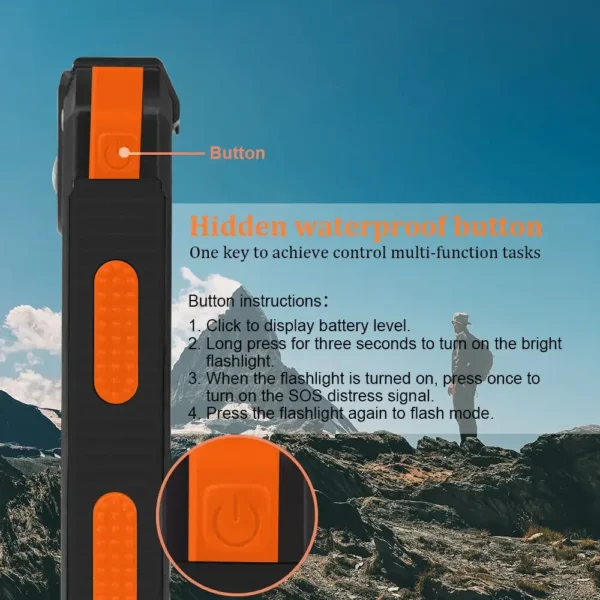 20000mAh Portable Solar Power Bank, Dual USB Fast Charger with LED Light, Waterproof External Battery for Phone