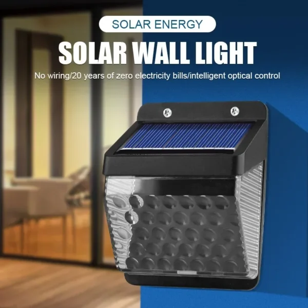 LED Solar Wall Lamps, Outdoor Motion Sensor Lights, Waterproof Garden and Street Lighting, Security Decor Lights