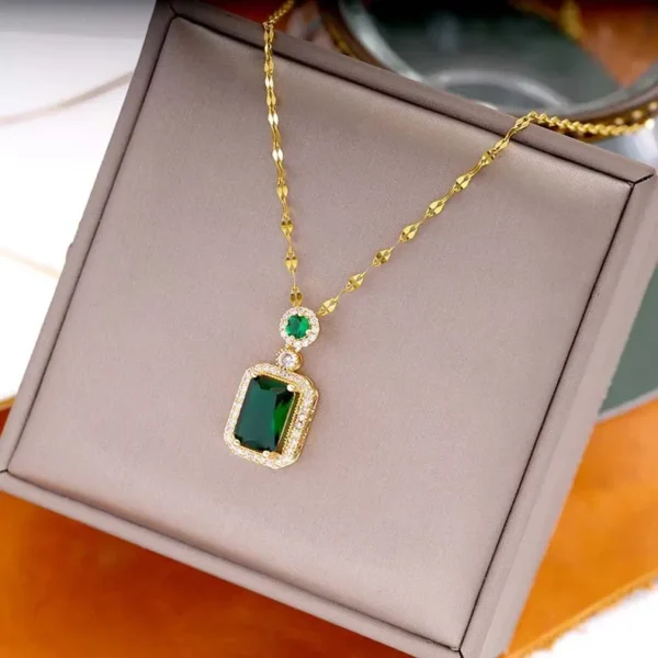 Luxury Emerald Jewelry Set, Women’s Bridal Zircon Earrings and Ring Set