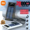 Xiaomi 200000mAh Solar Power Bank, Built-in Cables, 2 USB Ports, LED Light, Super Fast Charger