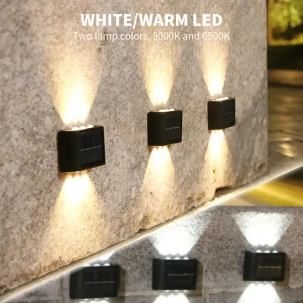 Solar Wall Lights, Up & Down LED Outdoor Lamps, Waterproof for Backyard, Garden, and Pathway