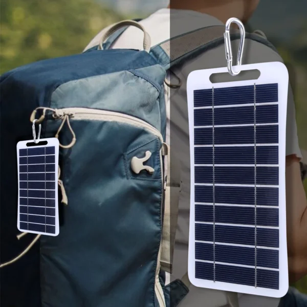2W 5V Portable Solar Panel, USB Charger for Mobile Phones and Power Banks, Outdoor Camping