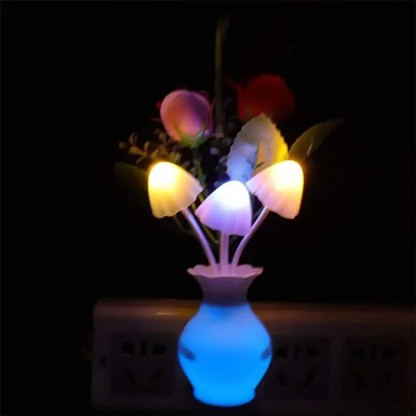 "LED Lilac Night Light Lamp - Colorful Rose & Mushroom for Romantic Home Decor (US/EU Plug)"
