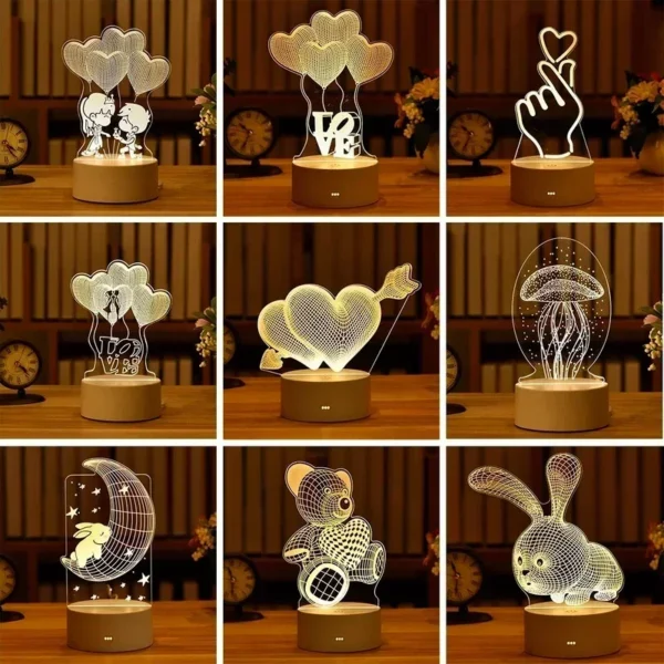 Romantic 3D LED Love Lamp, Night Light for Kids' Room, Wedding, Party, and Valentine's Day Decor