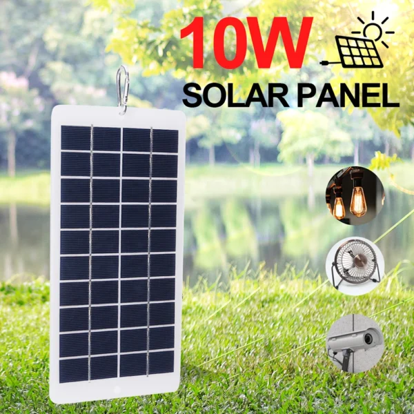 10W 5V USB Solar Panel Charger, 900MA Portable Power System for Mobile Phones, Outdoor Emergency Use