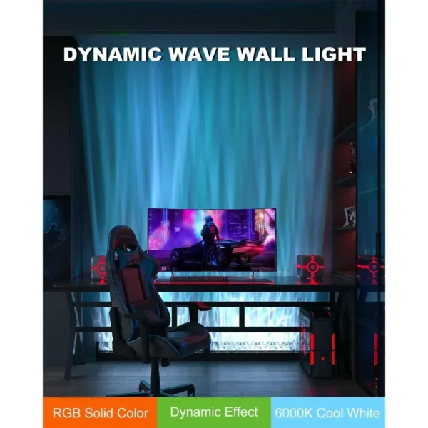 RGBW Dynamic Wave Wall Light, Color-Changing Aurora Washer Lamp with Remote & App, Ambient Light (1 Pack)