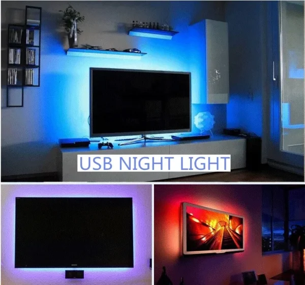 LED USB Strip Light, 5V Night Light String, 50CM-5M SMD 3528 for TV, PC, Laptop