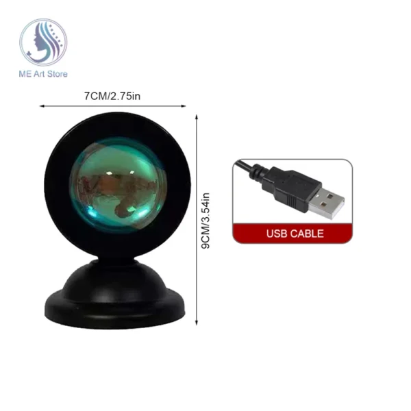 USB Sunset Lamp, 16-Color LED Projector Night Light for Bedroom, Rainbow Atmosphere Wall Decoration
