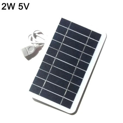 Portable 2W 5V Solar Panel Charger, Outdoor Mobile Power Bank Kit with Battery