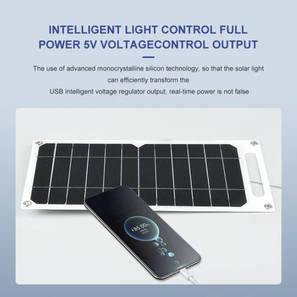30W Waterproof Solar Panel with USB, Portable Battery Charger for Mobile Phones, Outdoor Hiking and Camping, 6.8V