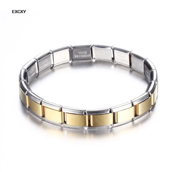 EXCXY Women's 9mm Italian Elastic Charm Stainless Steel Bracelet