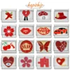 Hapiship 2024 Women Red Glaze Flower Heart Kiss Me Charms Italian Links Fit 9mm Stainless Steel Bracelet Making Jewelry ZH003
