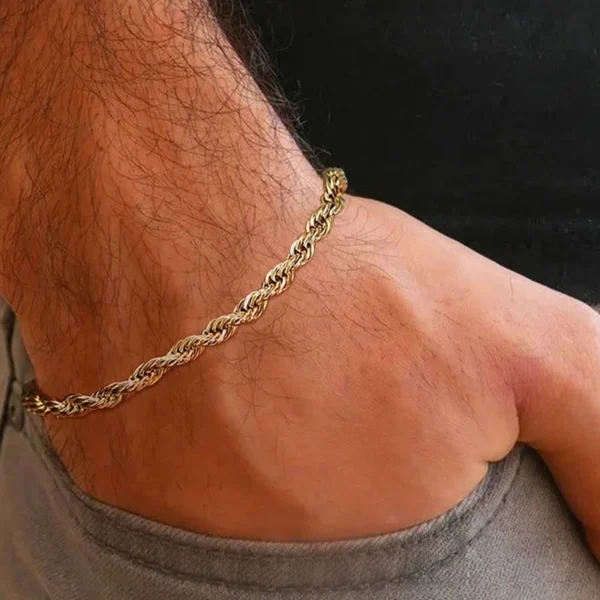 Twisted Rope Chain Stainless Steel Bracelet for Men & Women – Valentine's Gift