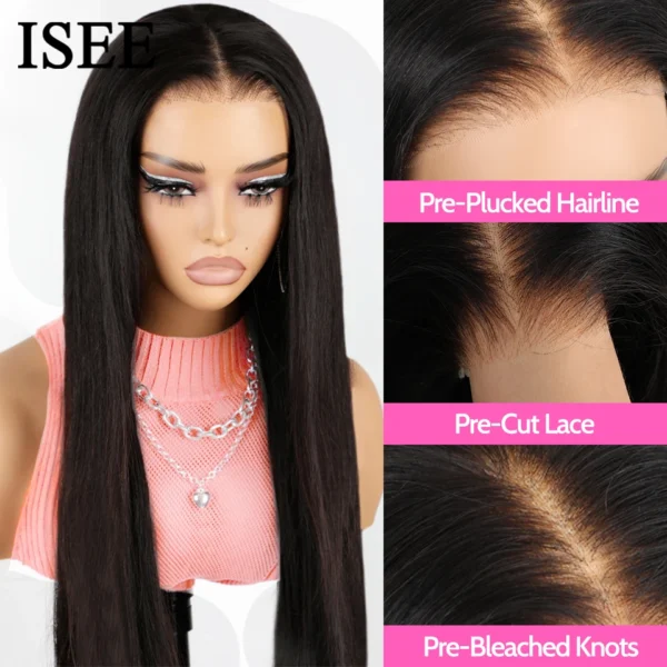 Wear Go Glueless Wig ISEE Hair Malayaisn Straight 6x4 HD Lace Wig Preplucked Human Wigs Ready To Go Pre Cut Pre Bleached Knots