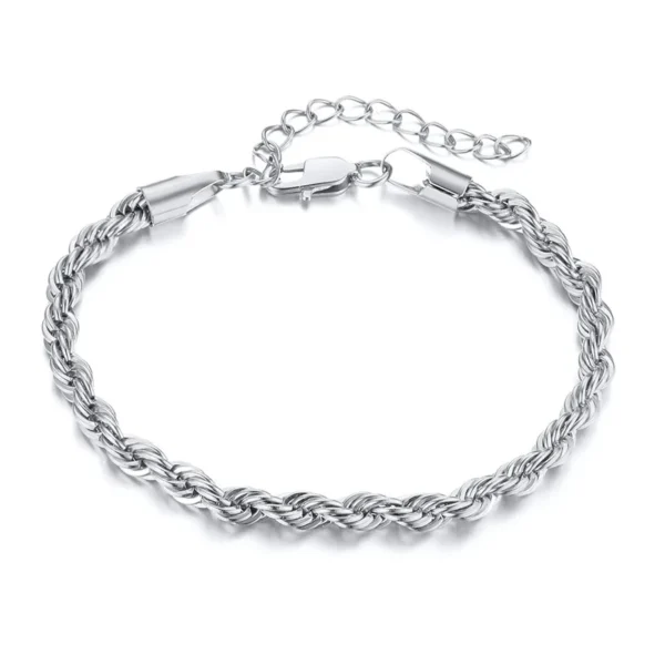 Twisted Rope Chain Stainless Steel Bracelet for Men & Women – Valentine's Gift