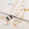 Adjustable Gold-Plated 316L Stainless Steel Five-Leaf Clover Bracelet