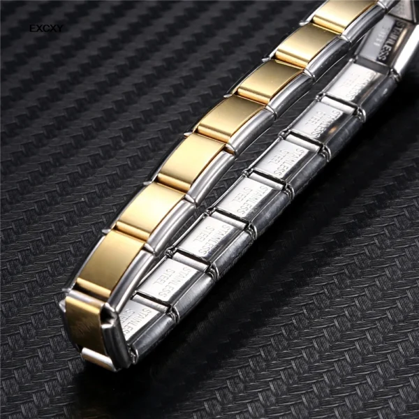 EXCXY Women's 9mm Italian Elastic Charm Stainless Steel Bracelet